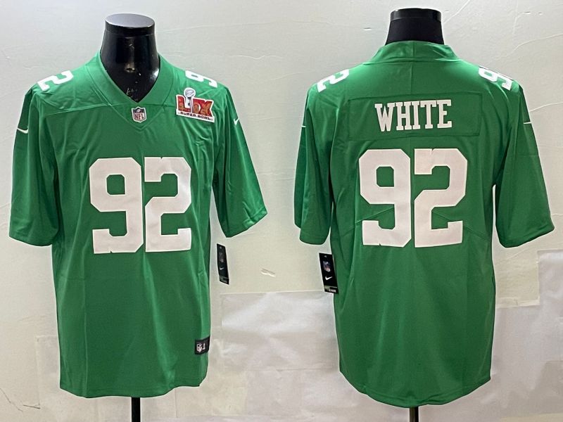 Men Philadelphia Eagles 92 White Green 2025 Nike Limited NFL Jersey style 2